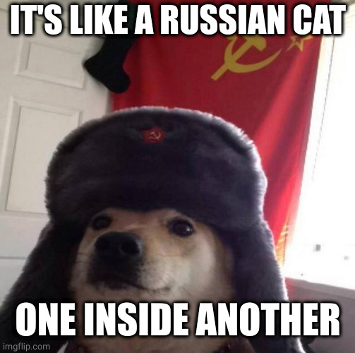 Russian Doge | IT'S LIKE A RUSSIAN CAT ONE INSIDE ANOTHER | image tagged in russian doge | made w/ Imgflip meme maker