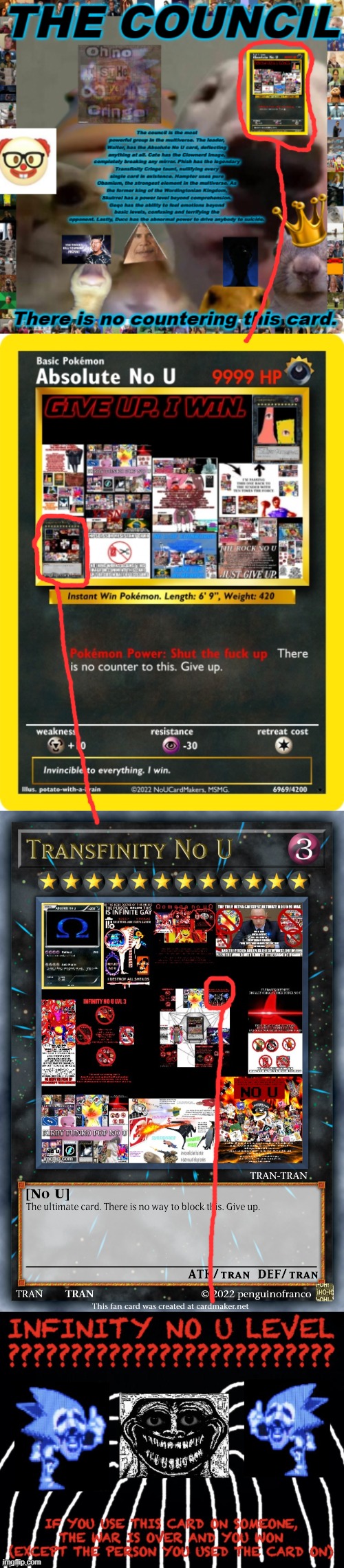 image tagged in the council card,absolute no u,transfinity no u,infinity no u level | made w/ Imgflip meme maker