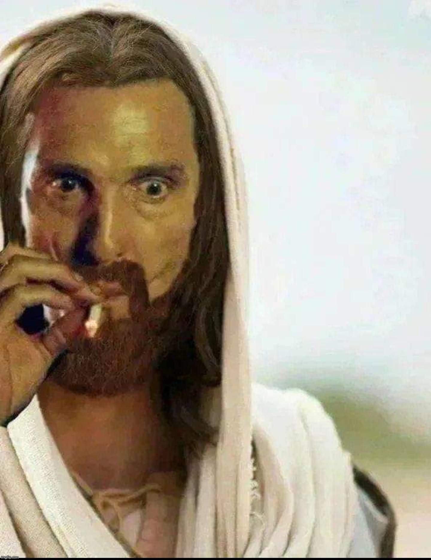 Matthew McConaughey Jesus Smoking | image tagged in matthew mcconaughey,matthew mcconaughey jesus smoking,jesus smoking,jesus,religion | made w/ Imgflip meme maker