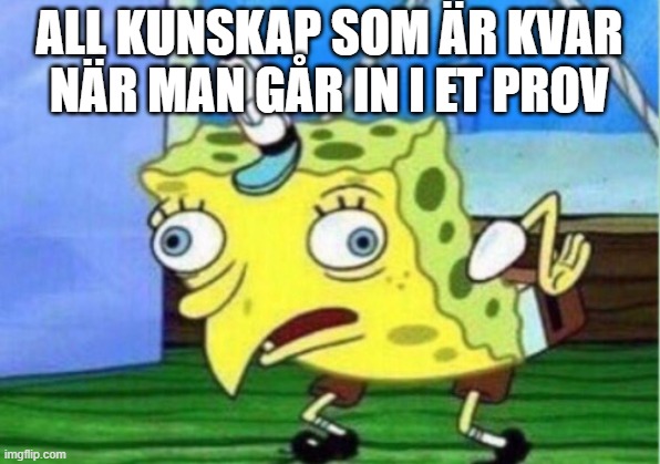 ... ... ... jag kommer nog på någonting snart | ALL KUNSKAP SOM ÄR KVAR NÄR MAN GÅR IN I ET PROV | image tagged in memes,mocking spongebob | made w/ Imgflip meme maker