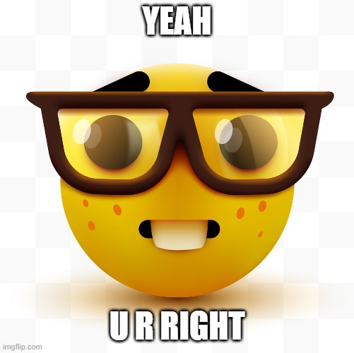 YEAH U R RIGHT | image tagged in nerd emoji | made w/ Imgflip meme maker
