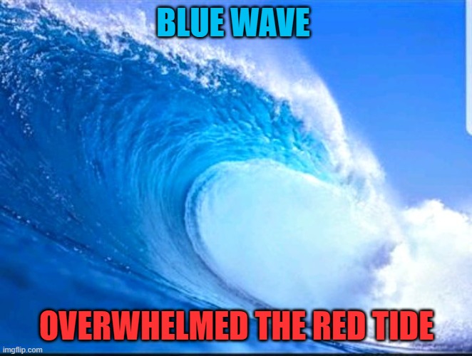 Blue Wave | BLUE WAVE OVERWHELMED THE RED TIDE | image tagged in blue wave | made w/ Imgflip meme maker