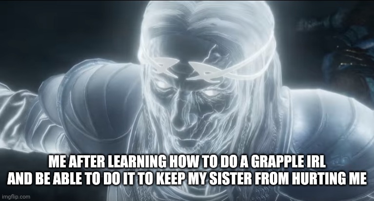 No joke I actually know how | ME AFTER LEARNING HOW TO DO A GRAPPLE IRL AND BE ABLE TO DO IT TO KEEP MY SISTER FROM HURTING ME | image tagged in shadow of war wraith | made w/ Imgflip meme maker