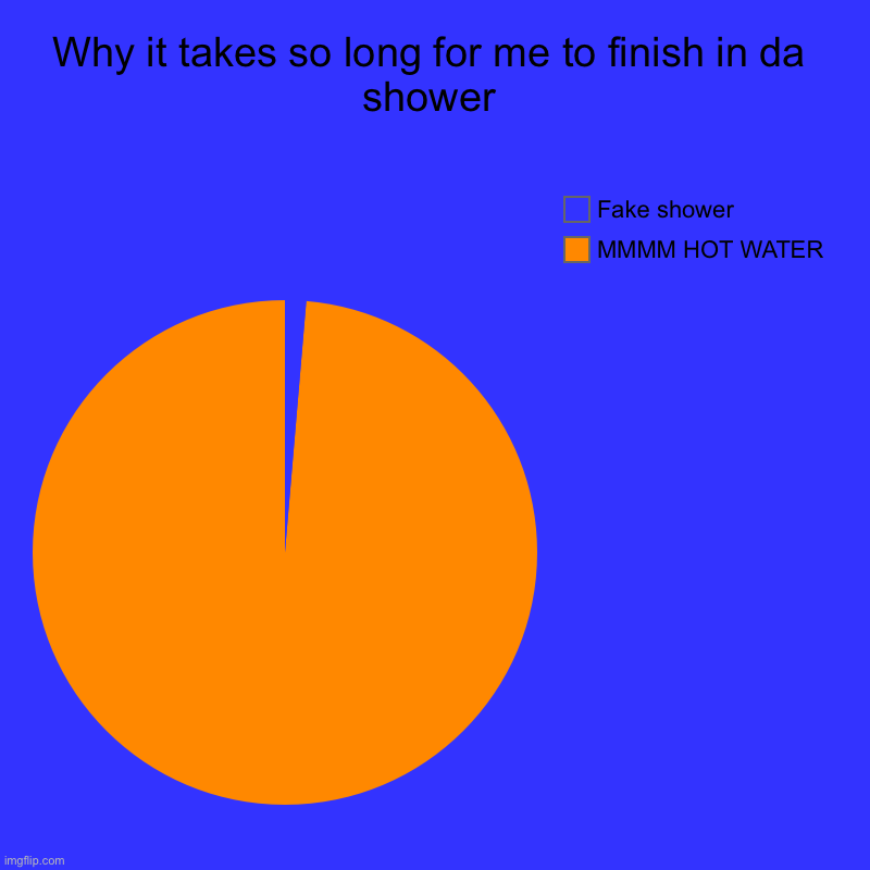 Why it takes so long for me to finish in da shower | MMMM HOT WATER, Fake shower | image tagged in charts,pie charts | made w/ Imgflip chart maker