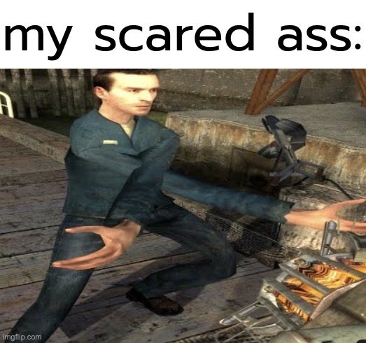 HL2 Citizen Breaking it Down | my scared ass: | image tagged in hl2 citizen breaking it down | made w/ Imgflip meme maker
