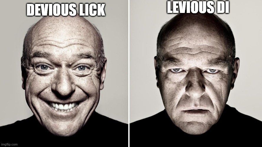 its either your a numb digger or a dumb n | LEVIOUS DI; DEVIOUS LICK | image tagged in dean norris's reaction | made w/ Imgflip meme maker