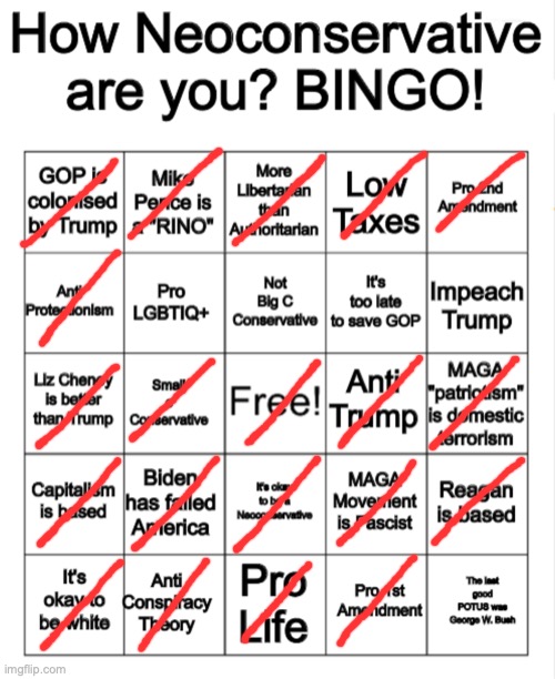 My Response to show that I'm NOT pro LGBTIQ+ | image tagged in how neoconservative are you bingo | made w/ Imgflip meme maker