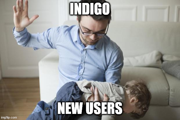 Punishment | INDIGO; NEW USERS | image tagged in punishment | made w/ Imgflip meme maker