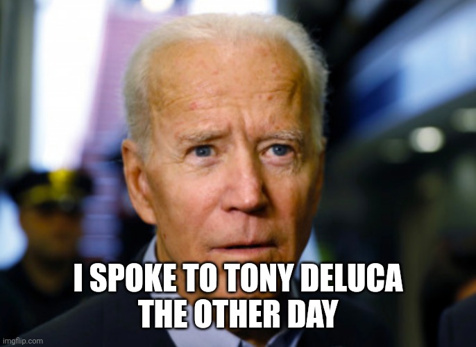 Joe Biden confused | I SPOKE TO TONY DELUCA
 THE OTHER DAY | image tagged in joe biden confused | made w/ Imgflip meme maker