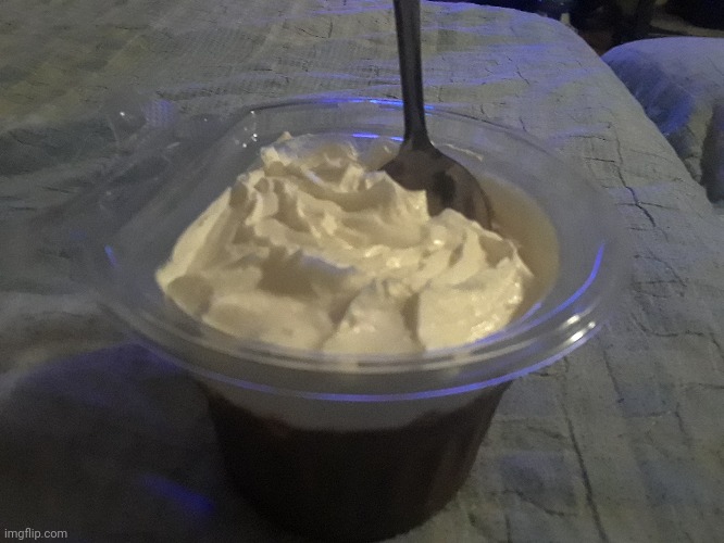 chocolate pudding with whipped cream | image tagged in food,dessert,yummy,delicious,food memes | made w/ Imgflip meme maker