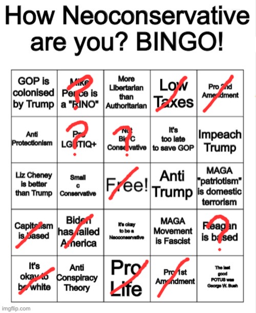 Imma just be honest | image tagged in how neoconservative are you bingo | made w/ Imgflip meme maker