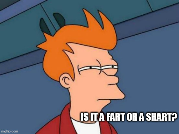 Futurama Fry | IS IT A FART OR A SHART? | image tagged in memes,futurama fry | made w/ Imgflip meme maker