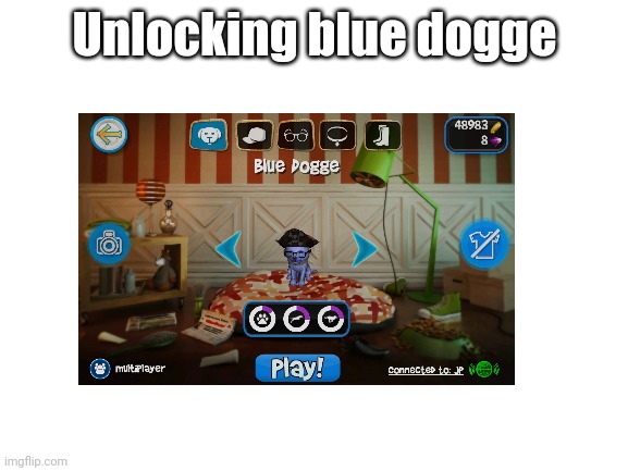 First time unlocking blue dogge | Unlocking blue dogge | image tagged in dogs,memes,doggo | made w/ Imgflip meme maker