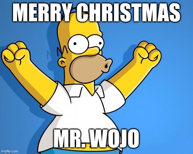 Woohoo Homer Simpson | MERRY CHRISTMAS; MR. WOJO | image tagged in woohoo homer simpson | made w/ Imgflip meme maker