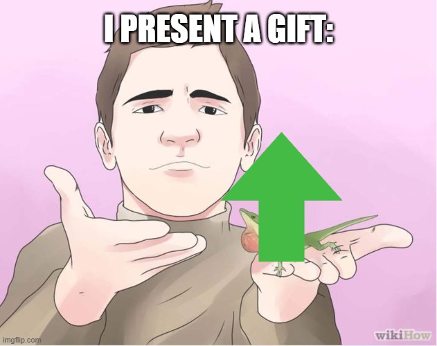 I present... a gift | I PRESENT A GIFT: | image tagged in i present a gift | made w/ Imgflip meme maker