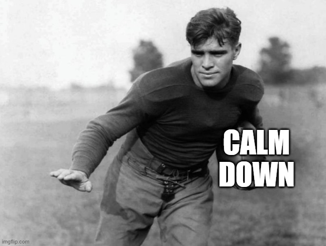 Gipper - Calm Down | CALM DOWN | image tagged in gipper,calm down,football,funny | made w/ Imgflip meme maker