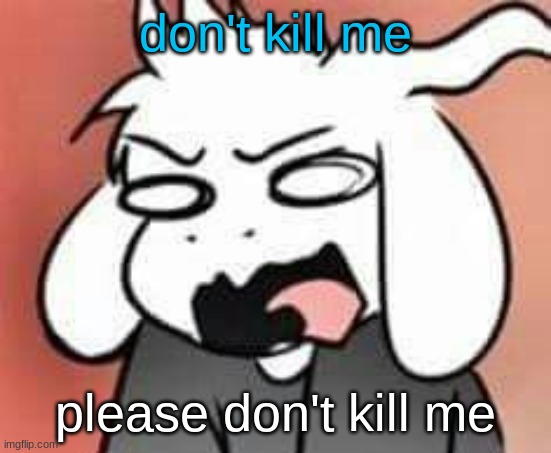 Asriel scream | don't kill me please don't kill me | image tagged in asriel scream | made w/ Imgflip meme maker