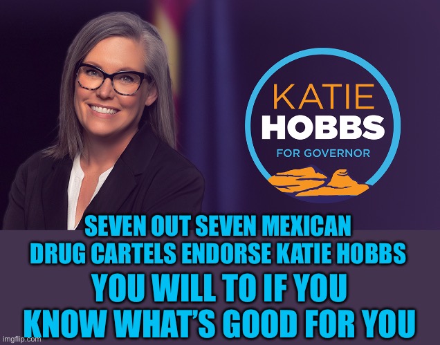 Similoa Cartel Dream Girl | SEVEN OUT SEVEN MEXICAN DRUG CARTELS ENDORSE KATIE HOBBS; YOU WILL TO IF YOU KNOW WHAT’S GOOD FOR YOU | made w/ Imgflip meme maker