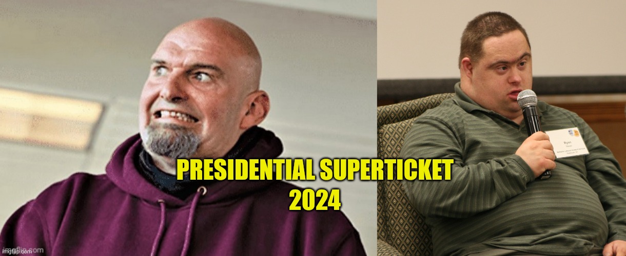 Down With This | 2024; PRESIDENTIAL SUPERTICKET | image tagged in weird gargoyle uncle festerman,down with fetterman,liberal logic,down with,evilmandoevil,2024 | made w/ Imgflip meme maker
