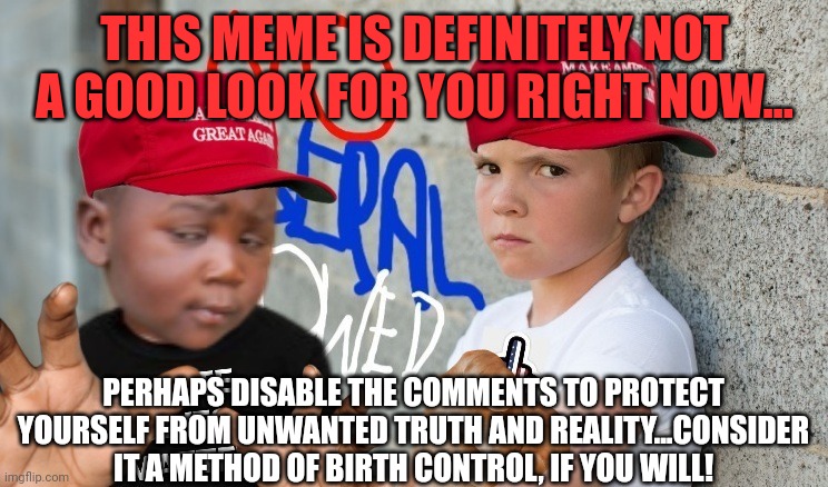 THIS MEME IS DEFINITELY NOT A GOOD LOOK FOR YOU RIGHT NOW... PERHAPS DISABLE THE COMMENTS TO PROTECT YOURSELF FROM UNWANTED TRUTH AND REALIT | made w/ Imgflip meme maker