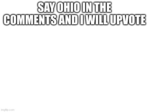 SAY OHIO IN THE COMMENTS AND I WILL UPVOTE | made w/ Imgflip meme maker