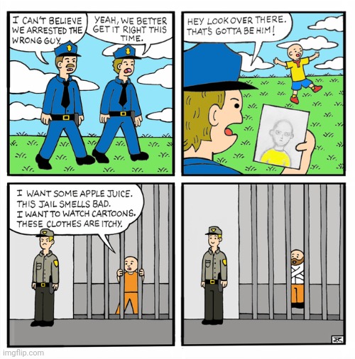 Caillou | image tagged in caillou,comics/cartoons,comics,jail,cell,comic | made w/ Imgflip meme maker
