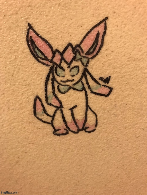 sylceon fanart | no that is not skin, it was a wall at acid's school (art by acid the child snacher) | made w/ Imgflip meme maker