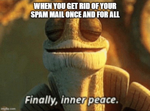 That feeling |  WHEN YOU GET RID OF YOUR SPAM MAIL ONCE AND FOR ALL | image tagged in finally inner peace,emails | made w/ Imgflip meme maker