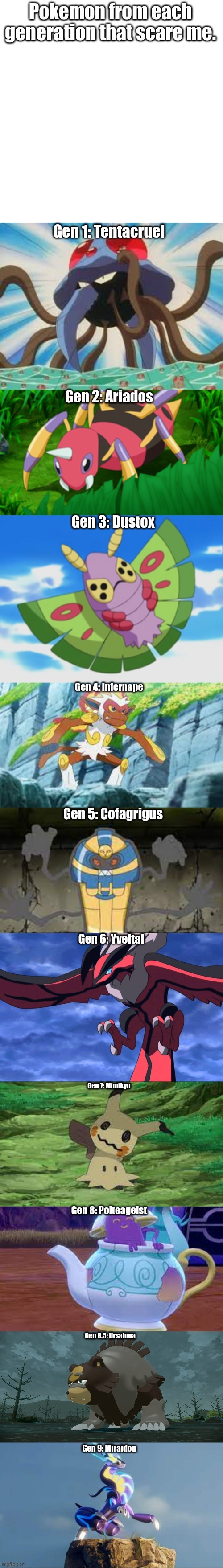 Pokemon from each generation that scare me. | made w/ Imgflip meme maker