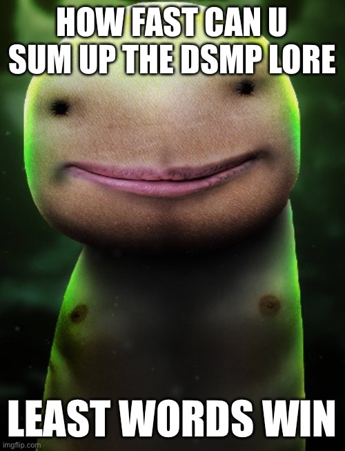 Drem | HOW FAST CAN U SUM UP THE DSMP LORE; LEAST WORDS WIN | image tagged in drem | made w/ Imgflip meme maker