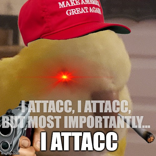 Birb | I ATTACC, I ATTACC, BUT MOST IMPORTANTLY... I ATTACC | image tagged in bird,attack,guns | made w/ Imgflip meme maker