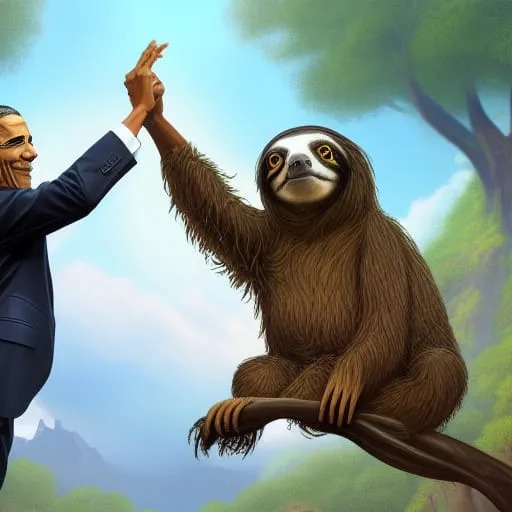 High Quality President Obama fist-bumps a sloth while campaigning to establis Blank Meme Template