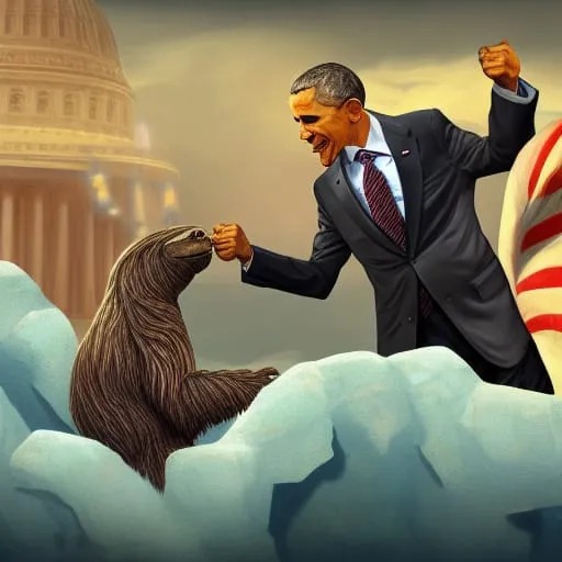 President Obama fist-bumps a sloth while campaigning to establis Blank Meme Template