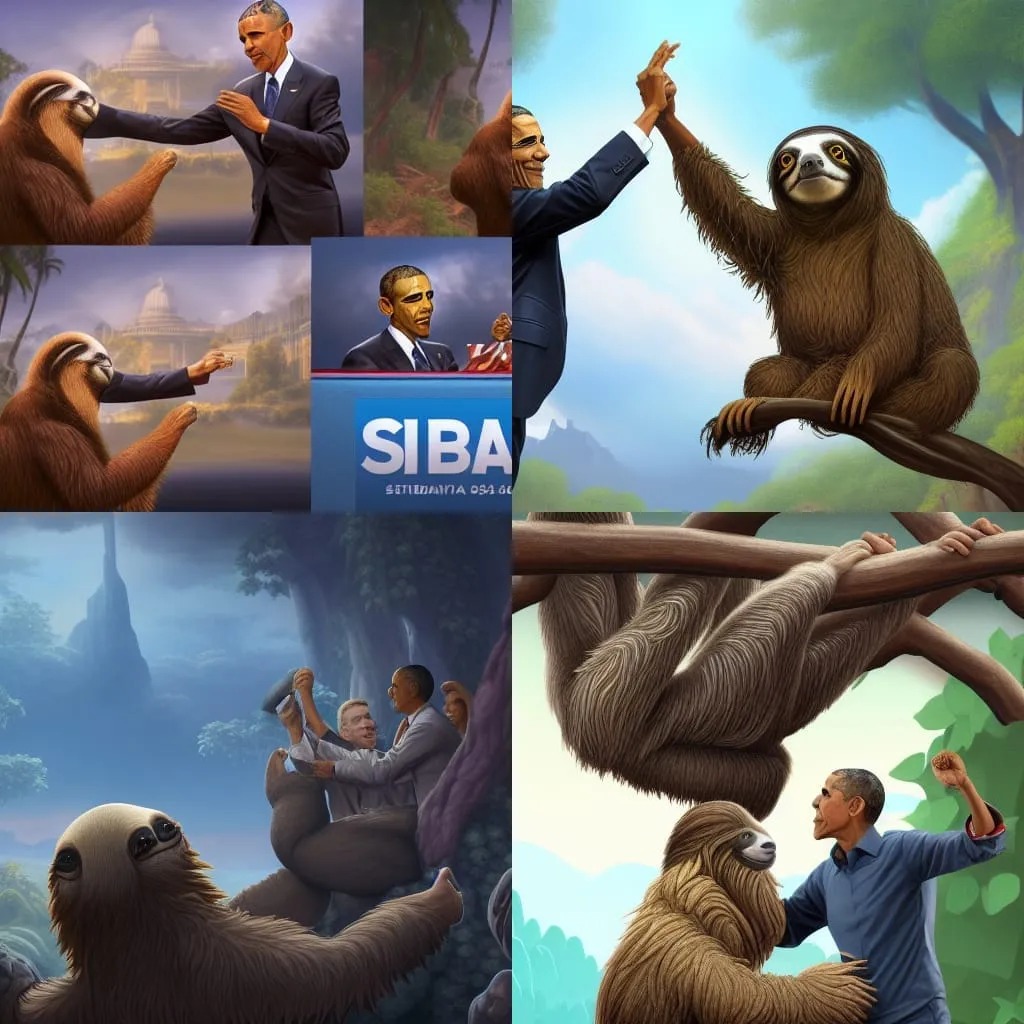High Quality President Obama fist-bumps a sloth while campaigning to establis Blank Meme Template