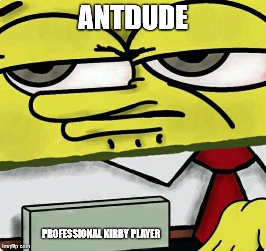 antdude from youtube lol | ANTDUDE; PROFESSIONAL KIRBY PLAYER | image tagged in spongebob nametag | made w/ Imgflip meme maker