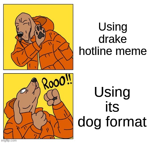 Dog format for da win | Using drake hotline meme; Using its dog format | image tagged in drake dog | made w/ Imgflip meme maker