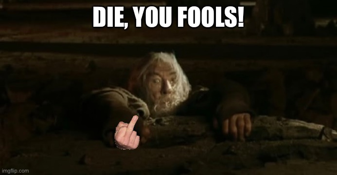 DIE, YOU FOOLS! | made w/ Imgflip meme maker