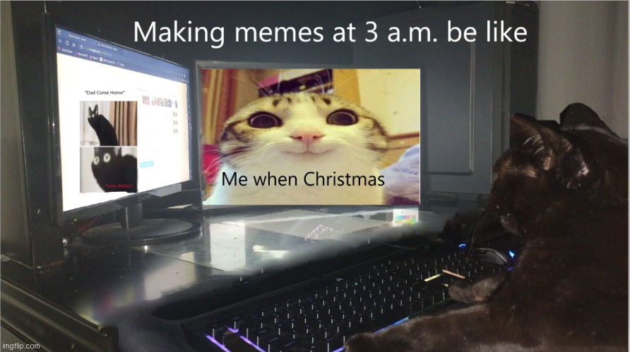 Making memes at 3am be like | image tagged in cute cat,cats,smiling cat | made w/ Imgflip meme maker
