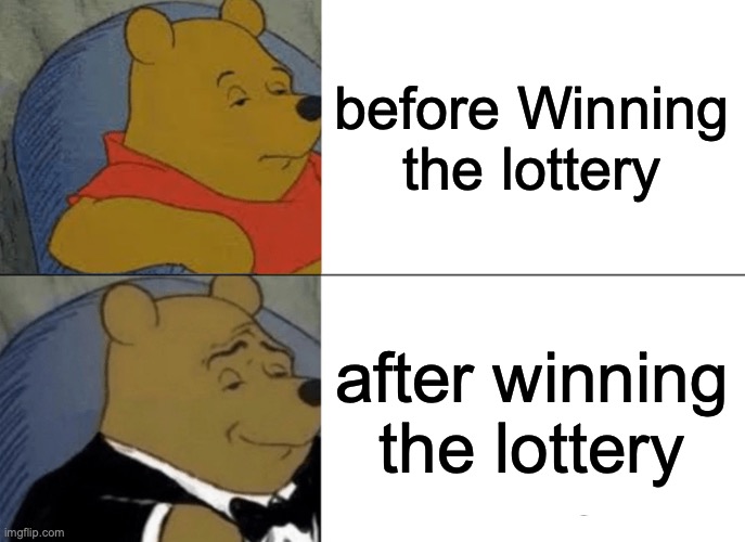 Tuxedo Winnie The Pooh Meme | before Winning the lottery; after winning the lottery | image tagged in memes,tuxedo winnie the pooh | made w/ Imgflip meme maker
