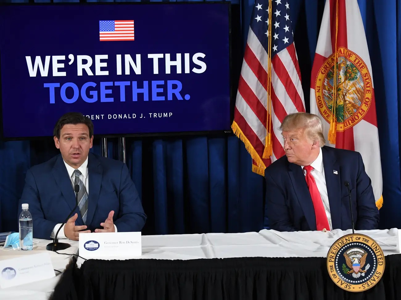 Trump and DeSantis we're in this together Blank Meme Template