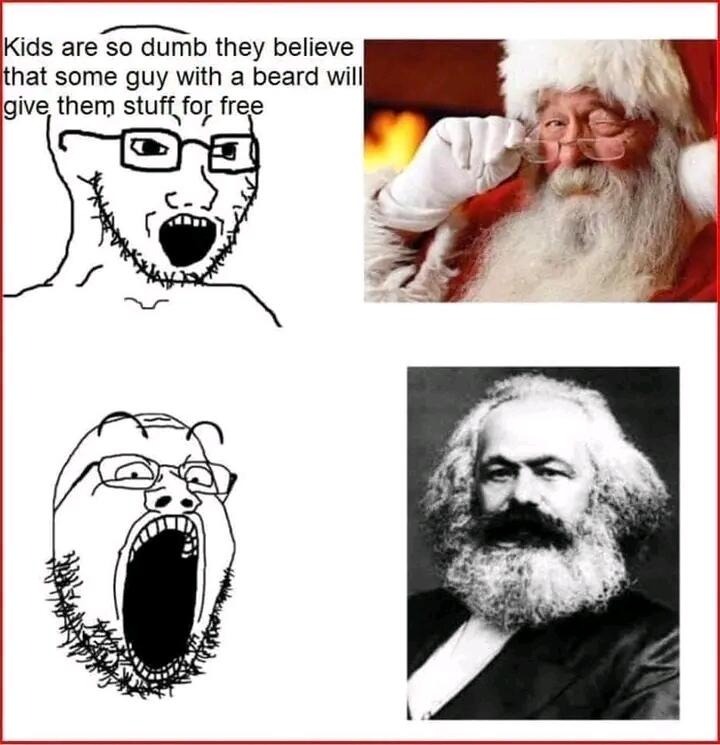 Useful Idiots vs. Children | image tagged in useful idiots,children,santa claus,karl marx,karl marx meme,sjw triggered | made w/ Imgflip meme maker