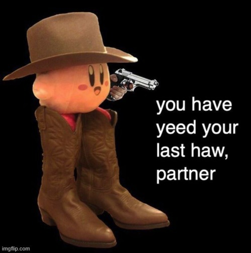 Kirby: you have yee-ed your last haw | image tagged in kirby you have yee-ed your last haw | made w/ Imgflip meme maker