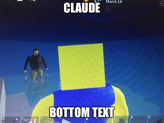 He had 5 stars so he hid in roblox | image tagged in claude | made w/ Imgflip meme maker