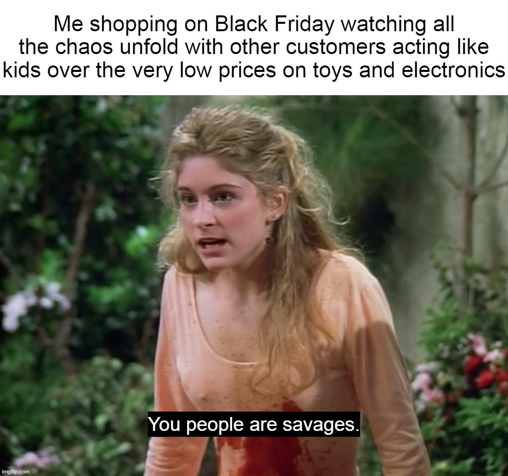 Me shopping on Black Friday watching all the chaos unfold with other customers acting like kids over the very low prices on toys and electronics | image tagged in meme,memes,humor,funny,black friday,relatable | made w/ Imgflip meme maker