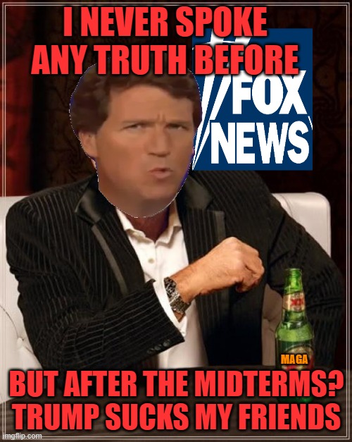 Stay Blue my freinds | I NEVER SPOKE ANY TRUTH BEFORE; BUT AFTER THE MIDTERMS? TRUMP SUCKS MY FRIENDS; MAGA | image tagged in the most interesting man in the world,political meme,donald trump,maga,midterms | made w/ Imgflip meme maker