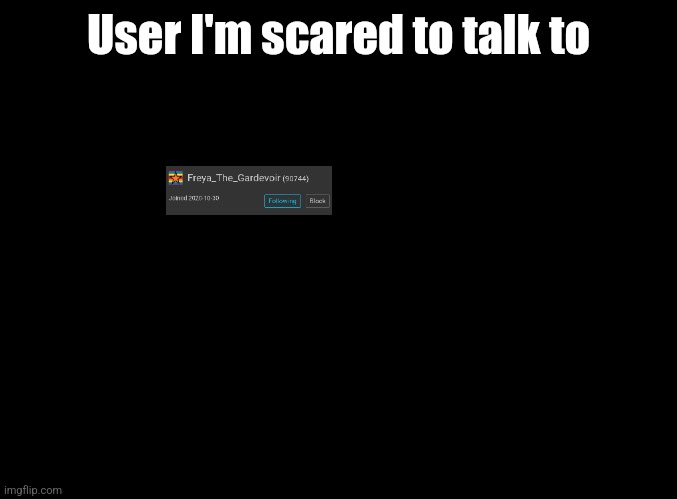 blank black | User I'm scared to talk to | image tagged in blank black | made w/ Imgflip meme maker
