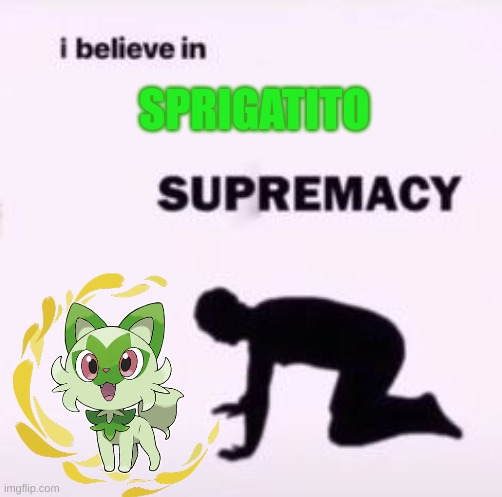 I actually do believe in this | SPRIGATITO | image tagged in i believe in supremacy | made w/ Imgflip meme maker