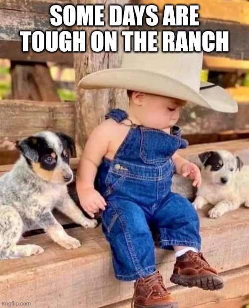 On the ranch | SOME DAYS ARE TOUGH ON THE RANCH | image tagged in cute kids | made w/ Imgflip meme maker