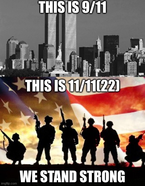 9/11 or 11/11 | THIS IS 9/11; THIS IS 11/11(22); WE STAND STRONG | image tagged in veterans day,9/11,november,honor | made w/ Imgflip meme maker
