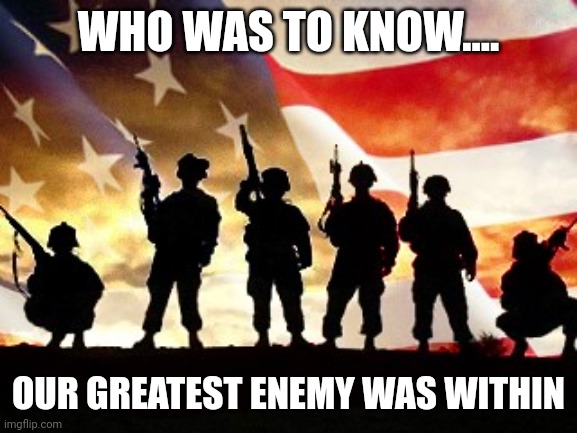 Treasonous government.... | WHO WAS TO KNOW.... OUR GREATEST ENEMY WAS WITHIN | image tagged in veterans day | made w/ Imgflip meme maker